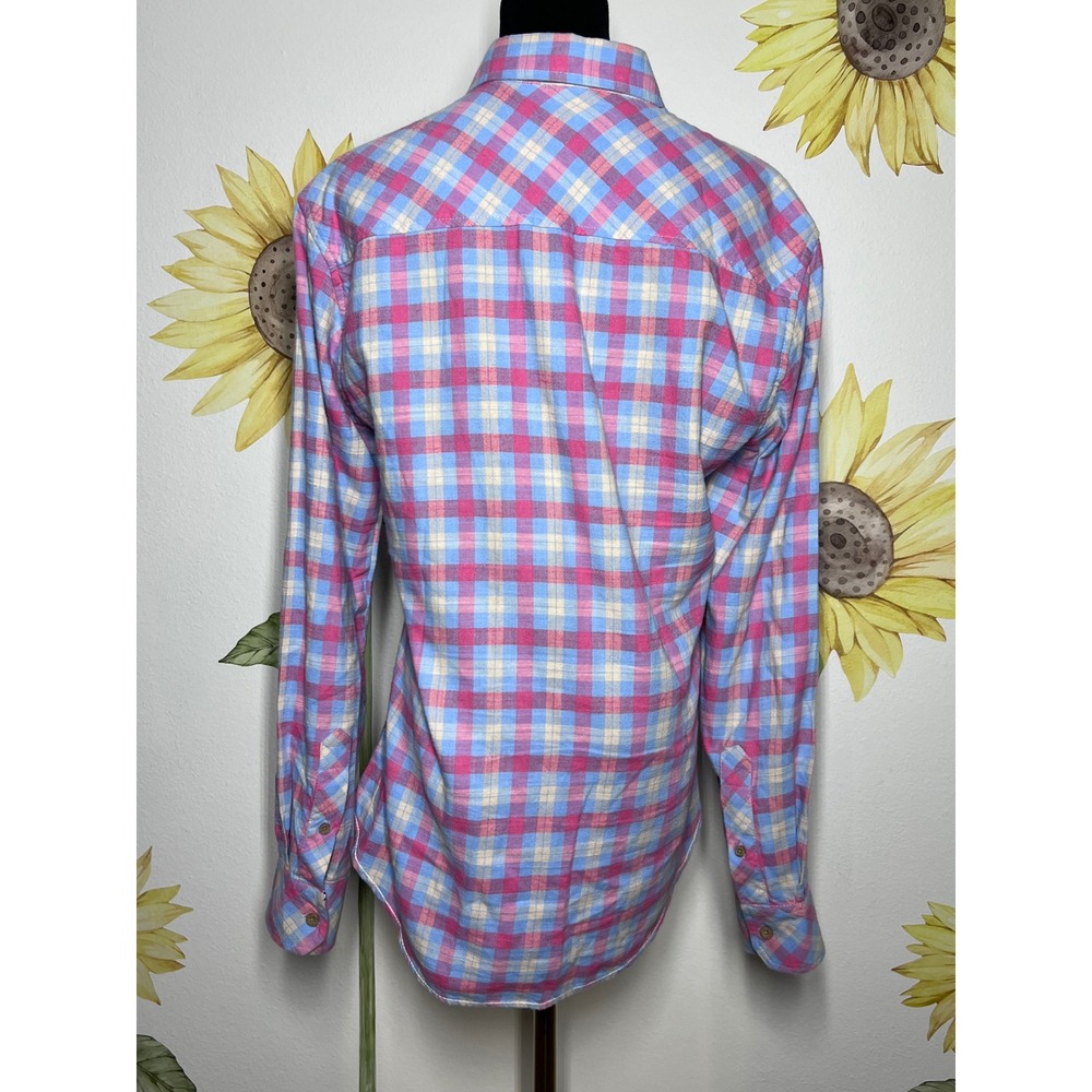 Colours Alexander Julian Pink Blue Plaid Button Down Flannel Shirt Womens Medium - Picture 2 of 5